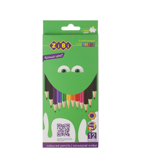 Creioane colorate 12 culori, din lemn, SMART Line